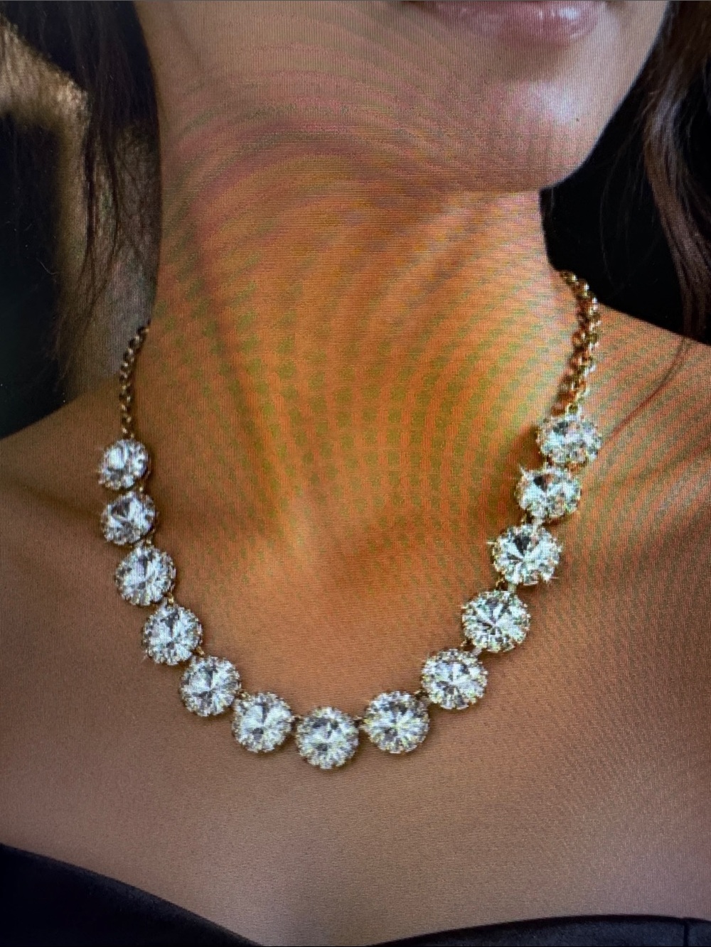 J. Crew Antiqued Gold Tone Crystal Brûlée Necklace - Adjustable Length